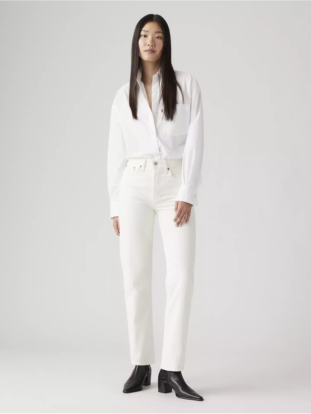 NWT Levi's  Wedgie Straight Ankle Jeans 100% Cotton In The Cloud White 32x28